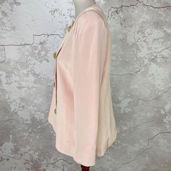 Vintage David Hayes Silk Pink 80s Asymmetrical Neiman Marcus Blazer 8 - Picture 4 of 12